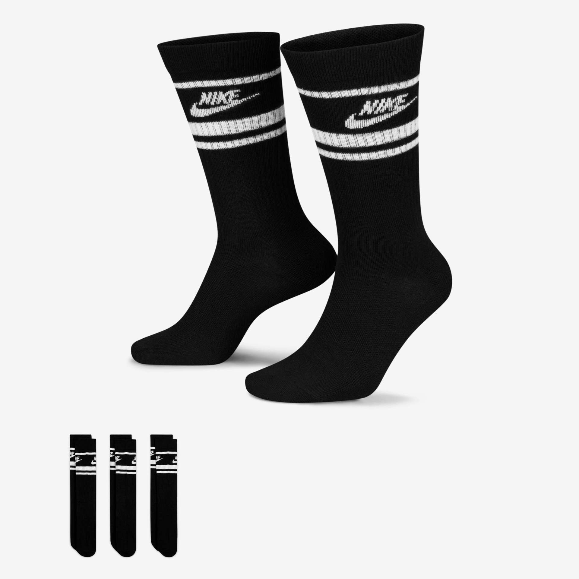 MEIA NIKE EVERYDAY ESSENTIALS (3 PARES) UNISSEX BLACK WHITE