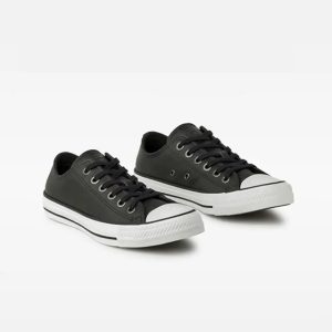 TENIS CONVERSE CHUCK TAYLOR ALL STAR COURO PRETO/BRANCO